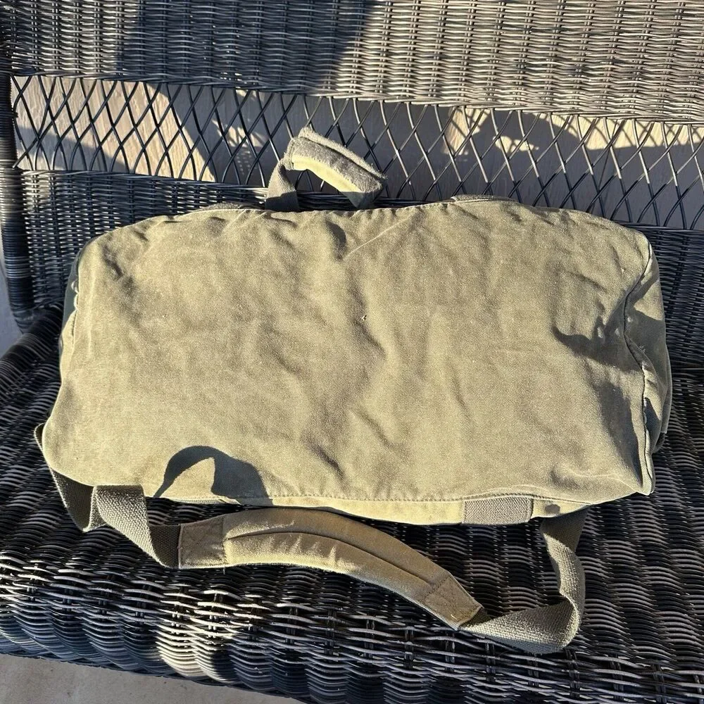 Vintage L.L Bean Sunwashed Canvas Adventure Duffel Large Tan‎ Gorpcore Granola